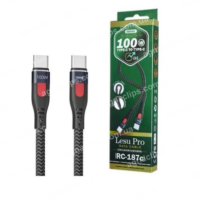 Кабель Remax Lesu Pro Aluminum Alloy Type-C to Type-C PD 100W 480 Mbps 1M Чорний (RC-187c)