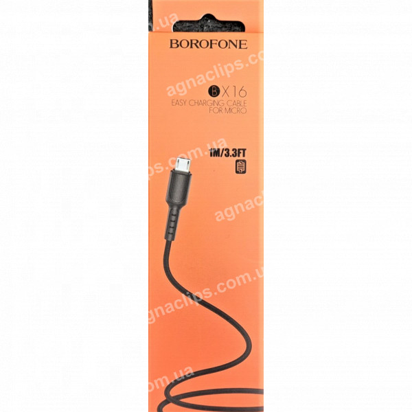 Кабель Borofone BX16 Easy Micro-USB чорний/білий