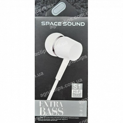 Навушники Space sound s1 black/white (з мікрофоном)