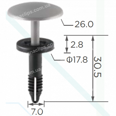 C 3581 Кліпса d=6.8 мм універсальна розпірна
