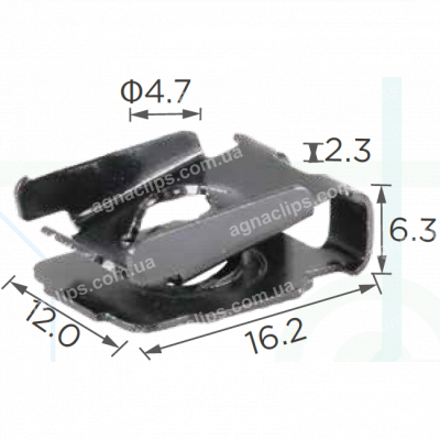 H 2244 Скоба 16x12 VW Audi Seat Skoda N90698803 кріплення порога, бампера