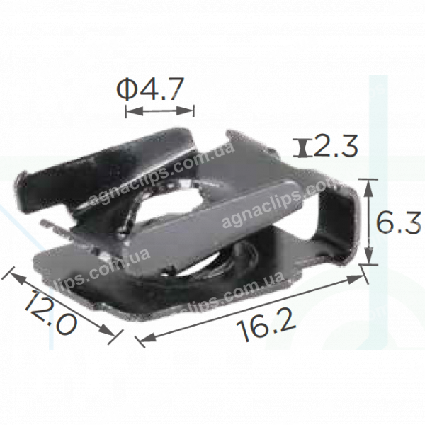 H 2244 Скоба 16x12 VW Audi Seat Skoda N90698803 кріплення порога, бампера