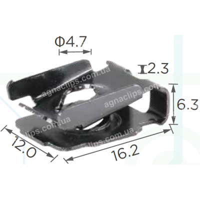 H 2244 Скоба 16x12 VW Audi Seat Skoda N90698803 кріплення порога, бампера
