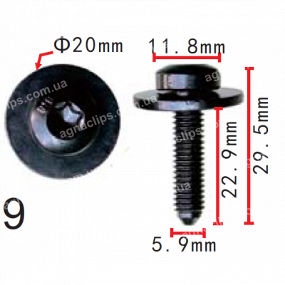 H 2259 Болт М6x23 VW Audi Seat Skoda N90993603 з внутрішнім TORX