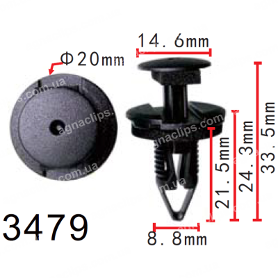 C3479 Кліпса Ø8.8 Fiat Jeep Alfa Romeo Chrysler 0051897485 06510891AA 0051891918 51891918 51897485 68202176AA 6510891AA