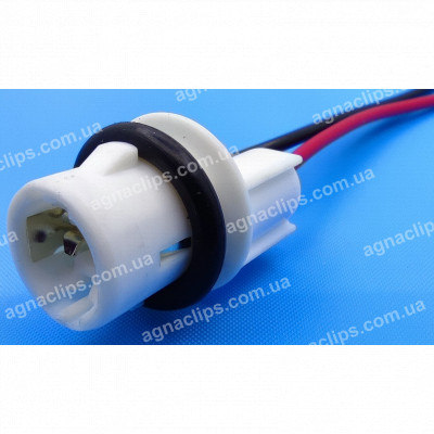 PN41 Патрон під лампу W5W білий 2 зачепи у пластиковому корпусі з проводами