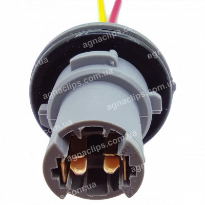 PN44 Патрон під лампу W5W W16W сірий 4 зачепи у великому пластиковому корпусі з проводом