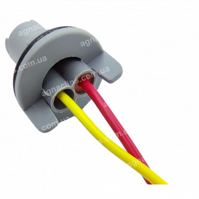 PN44 Патрон під лампу W5W W16W сірий 4 зачепи у великому пластиковому корпусі з проводом