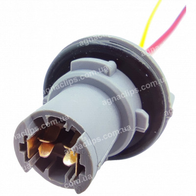 PN44 Патрон під лампу W5W W16W сірий 4 зачепи у великому пластиковому корпусі з проводом