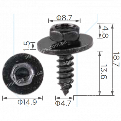 H 2332 Саморіз 4.7x13.6 із шайбою універсальний