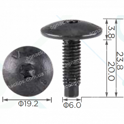 H 2334 Гвинт M6x20 Peugeot Citroen Renault 7703008162 742723 кріплення бампера