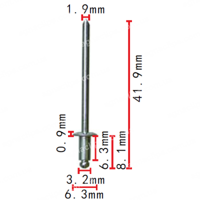 H 2292 Заклепка 3.2x6.3 VAG N0161857