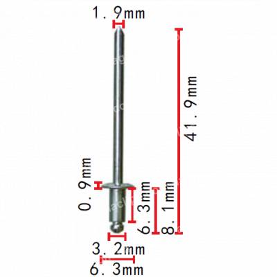 H 2292 Заклепка 3.2x6.3 VAG N0161857