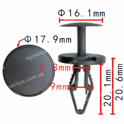 C 3591 Кліпса Ø6.3 Jeep Chrysler 6509049AA кріплення бампера, решітки повітрозабірника