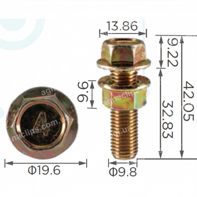 H 2378 Болт М10x33 із гайкою