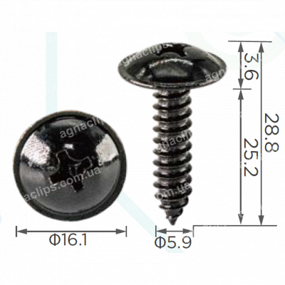 H 2355 Саморіз 6х25 Hyundai KIA 1249306257E