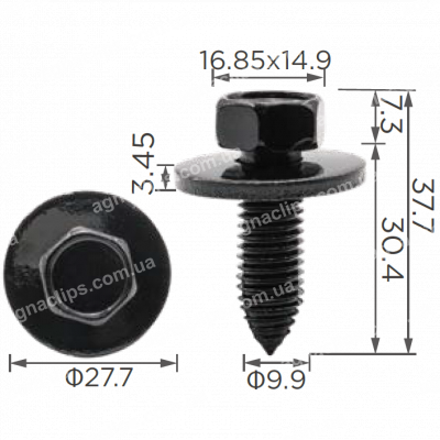 H 2207 Болт M10x30 GM 11504565 із шайбою