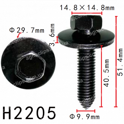 H 2205 Болт GM 11501194 M10x41 із шайбою