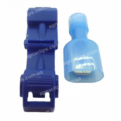T2 З'єднувач проводів 1.5-2.5 мм2 (через тата) синій з клемою