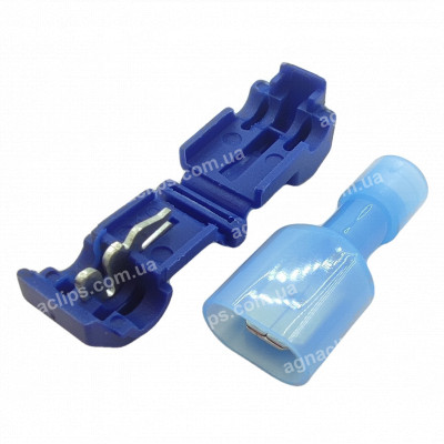 T2 З'єднувач проводів 1.5-2.5 мм2 (через тата) синій з клемою