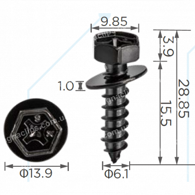H 2421 Саморіз M6-2.5 x 25 Toyota Lexus 9015960215