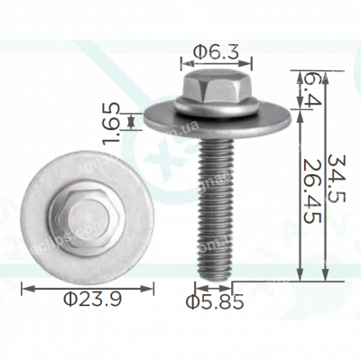 H 2418 Болт Tesla M6 x 28мм 1121401-00-C накладки порога